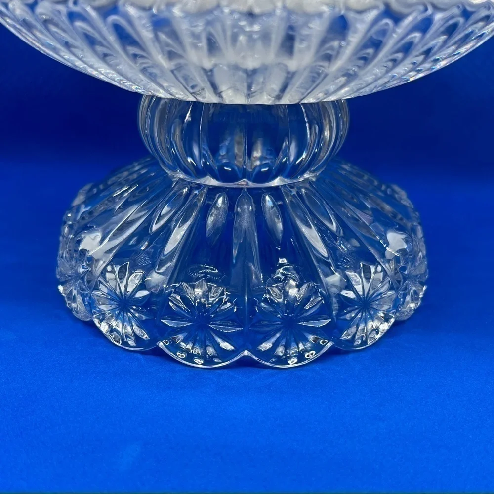 Vintage Lead Crystal Pedestal Glass Bowl Centerpiece